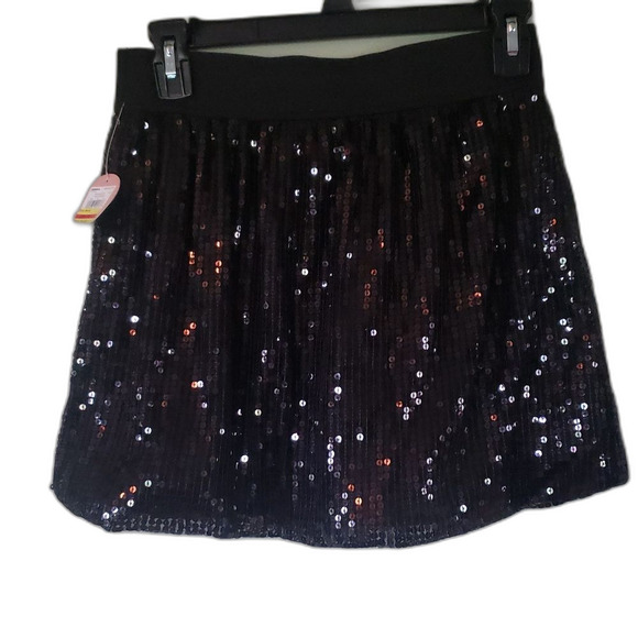 NWT So Girls 10/12 Black Sequin Skirt Tie Waist Party Holiday Sparkle Tween - Picture 2 of 5
